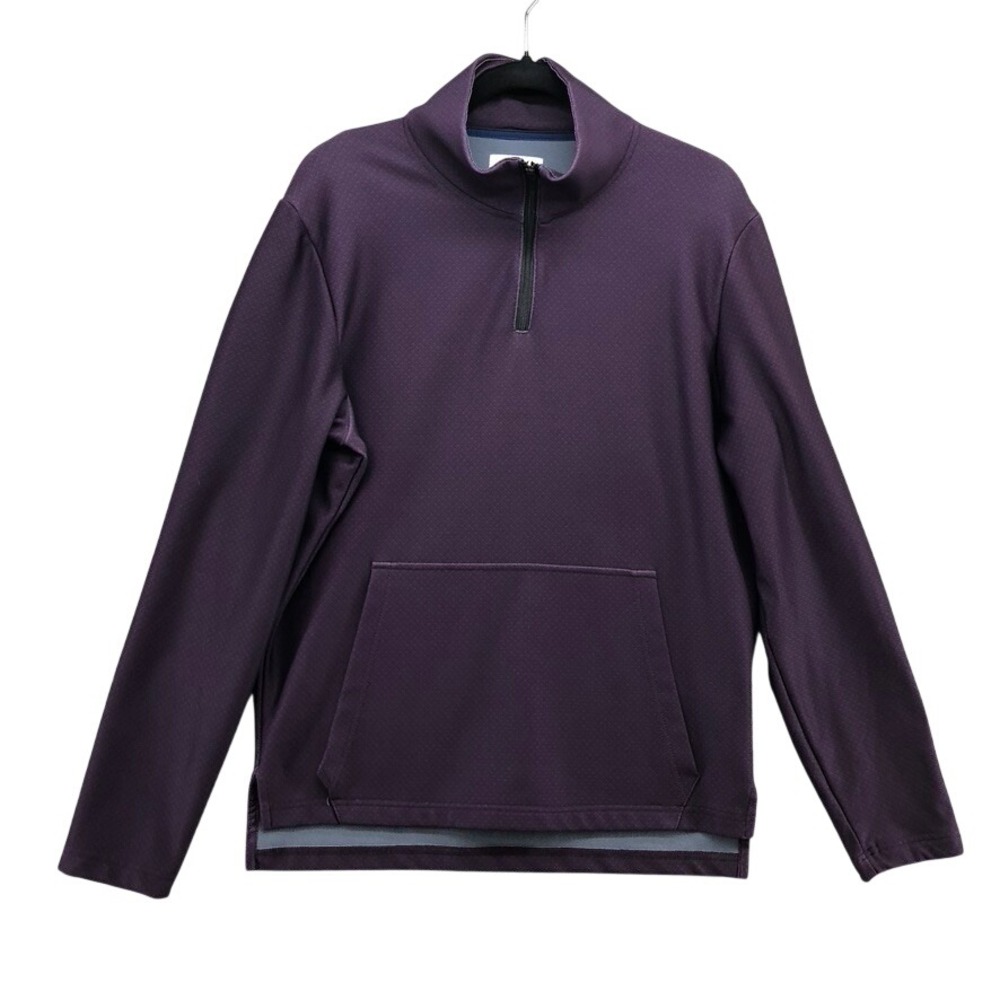 Con.Struct Quarter Zip Pullover Mens Medium Plum Purple‎ Textured Diamond Knit